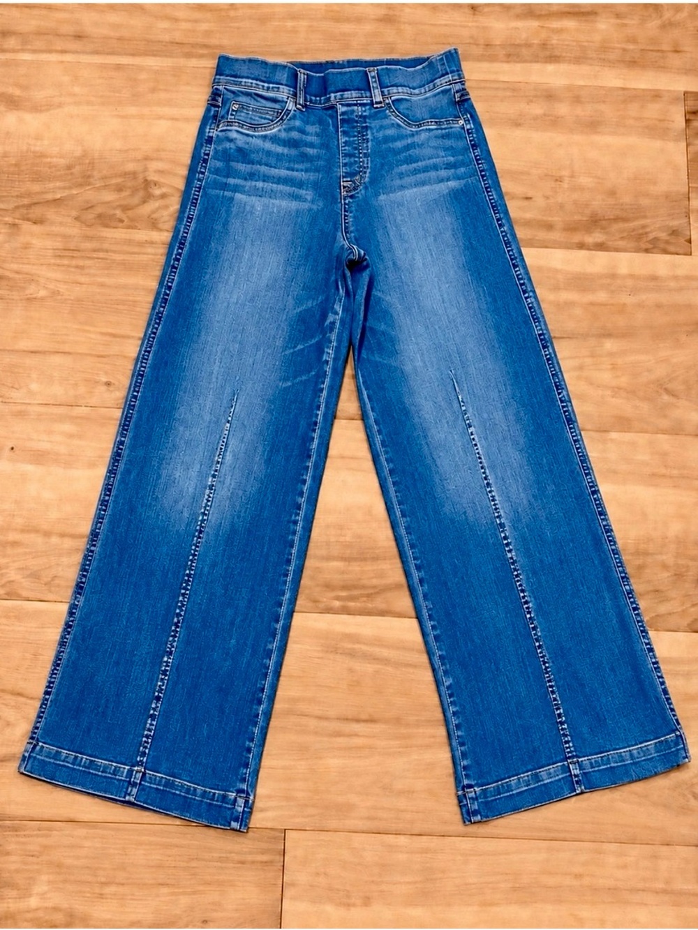 SPANX Vintage Indigo Women’s Size (M) 31x31 Wide Leg Stretch Denim Jeans EUC